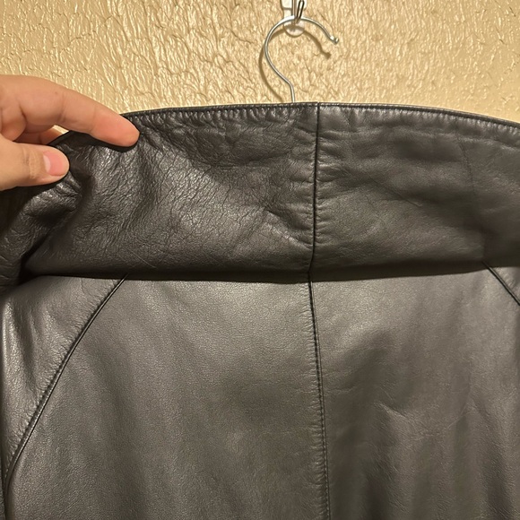 Vintage G-III Long Black Leather Trench Coat Jacket Size Medium - Picture 9 of 12